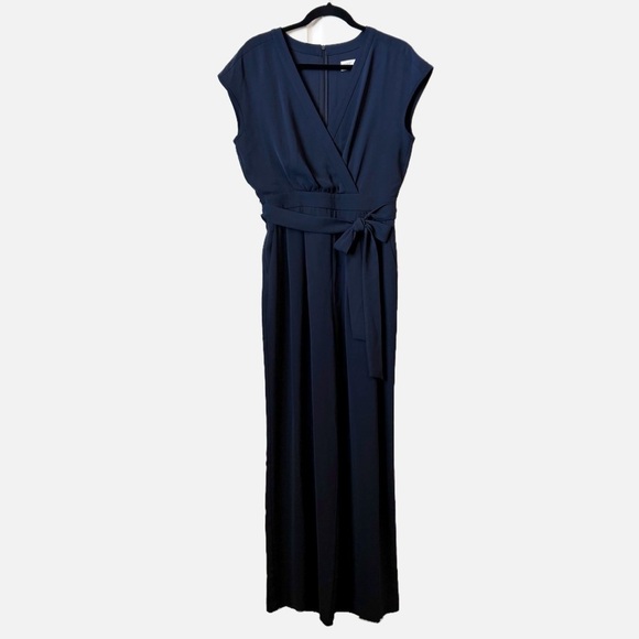 Eliza J Belted Navy Jumpsuit Wide Leg Sleeveless Size 6 NWOT - Picture 14 of 14
